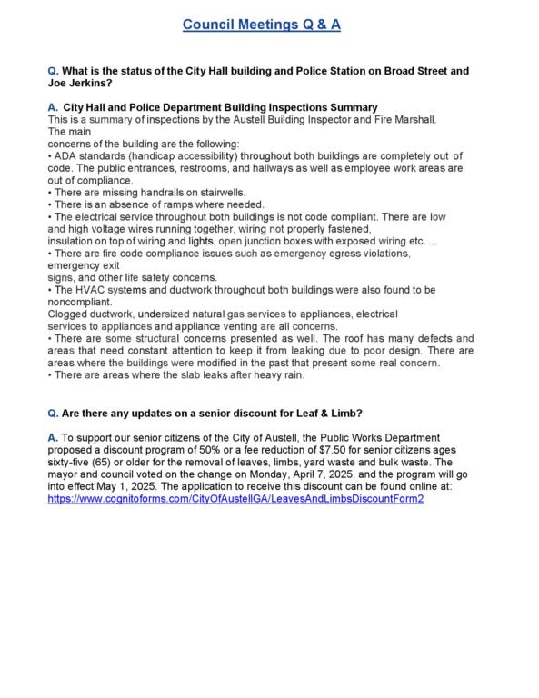 Council Meetings Q & A